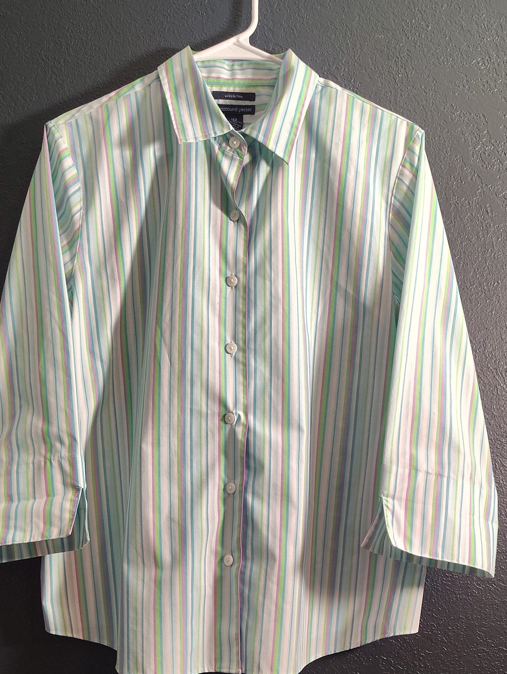 Westbound Wrinkle Free Pastel Multi-Stripe Dress Shirt in Green, Blue and Pink